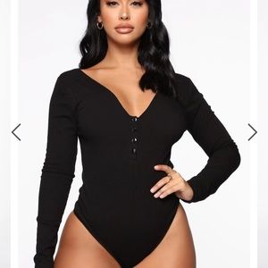 Black low cut bodysuit